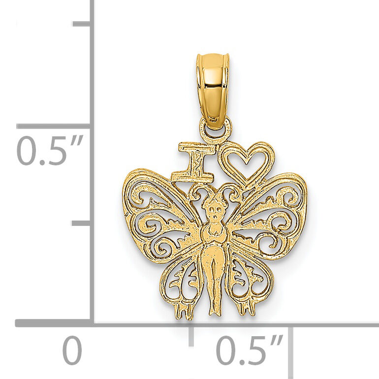 14K I HEART Butterfly Charm-K6574