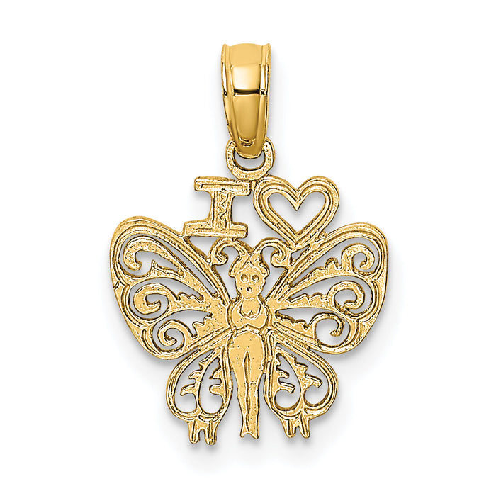 14K I HEART Butterfly Charm-K6574