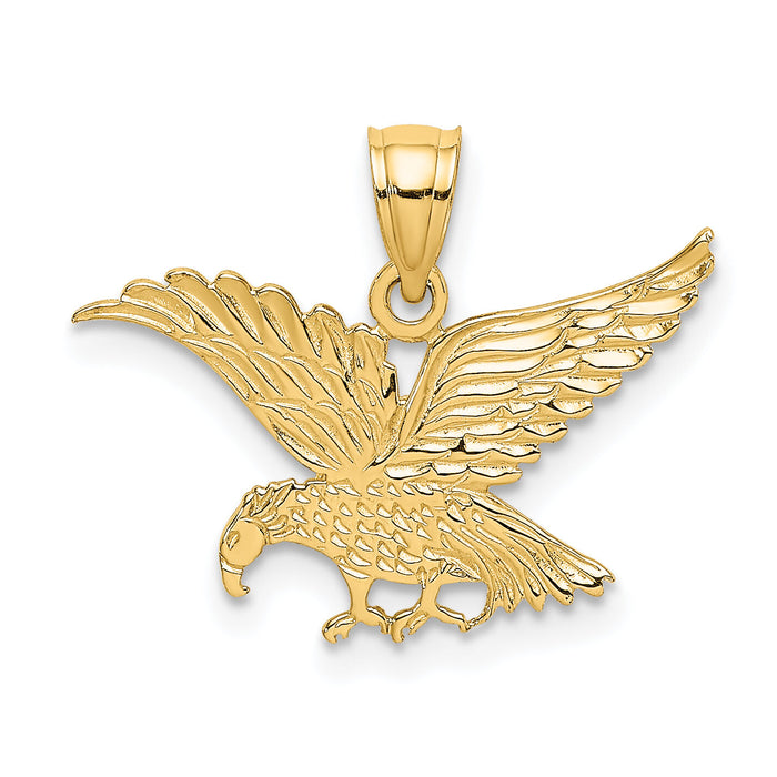 14K Flat Engraved Eagle Charm-K6575