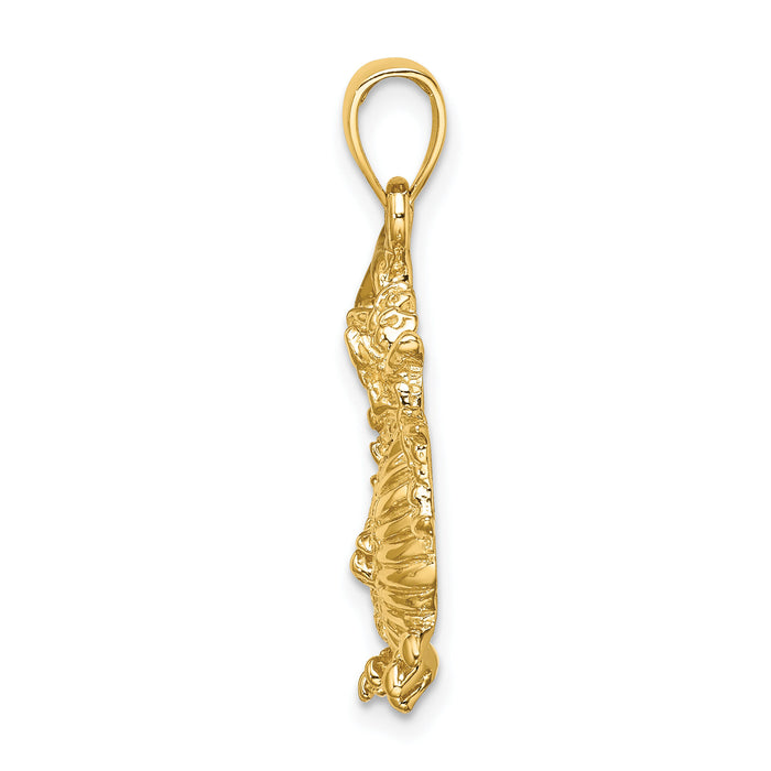 14K 2-D Textured Dragon Charm-K6578