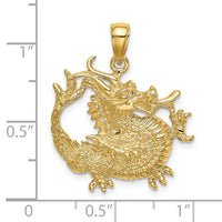 14K 2-D Textured Dragon Charm-K6578