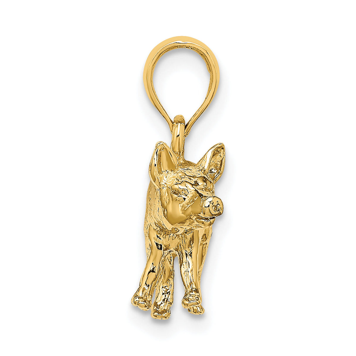 14K 3-D Textured Farm Pig Charm-K6581