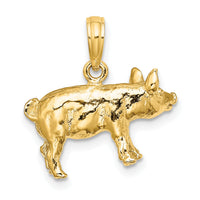 14K 3-D Textured Farm Pig Charm-K6581