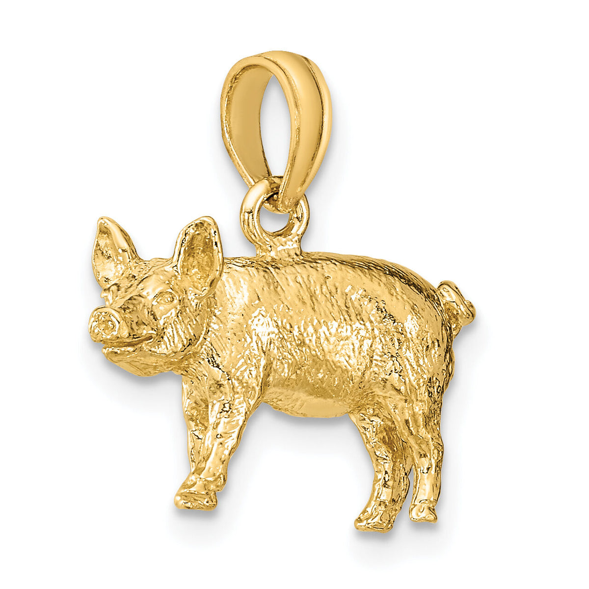 14K 3-D Textured Farm Pig Charm-K6581