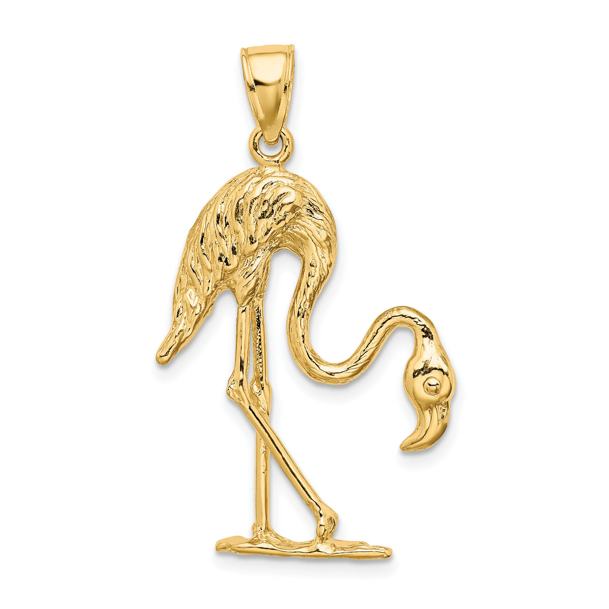 14K 3-D Textured Flamingo Charm-K6582