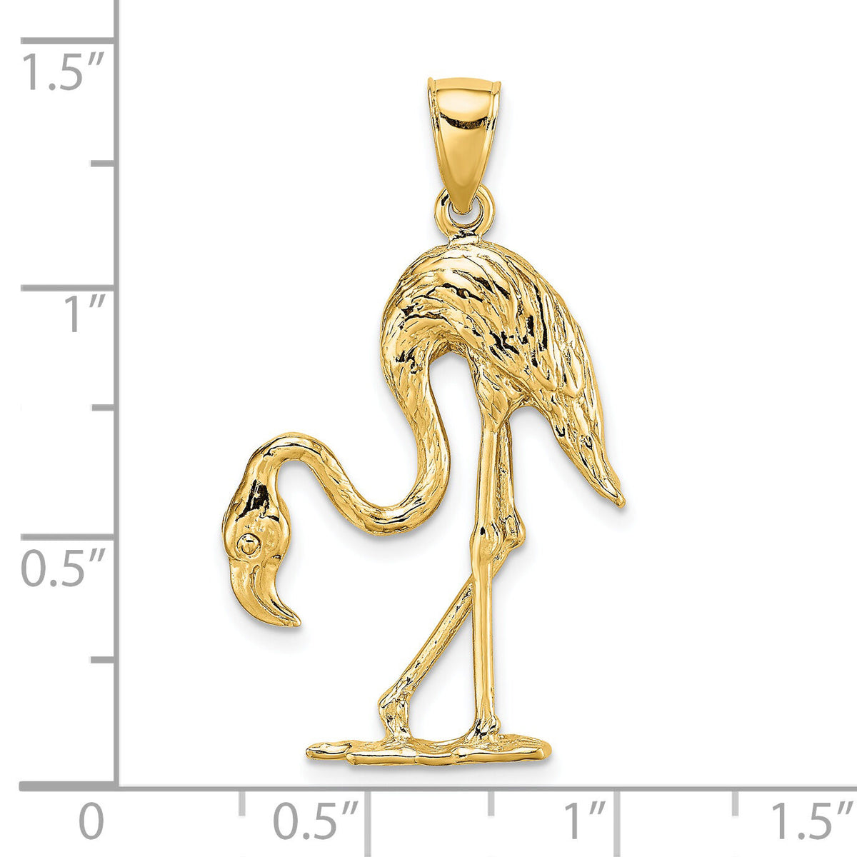 14K 3-D Textured Flamingo Charm-K6582