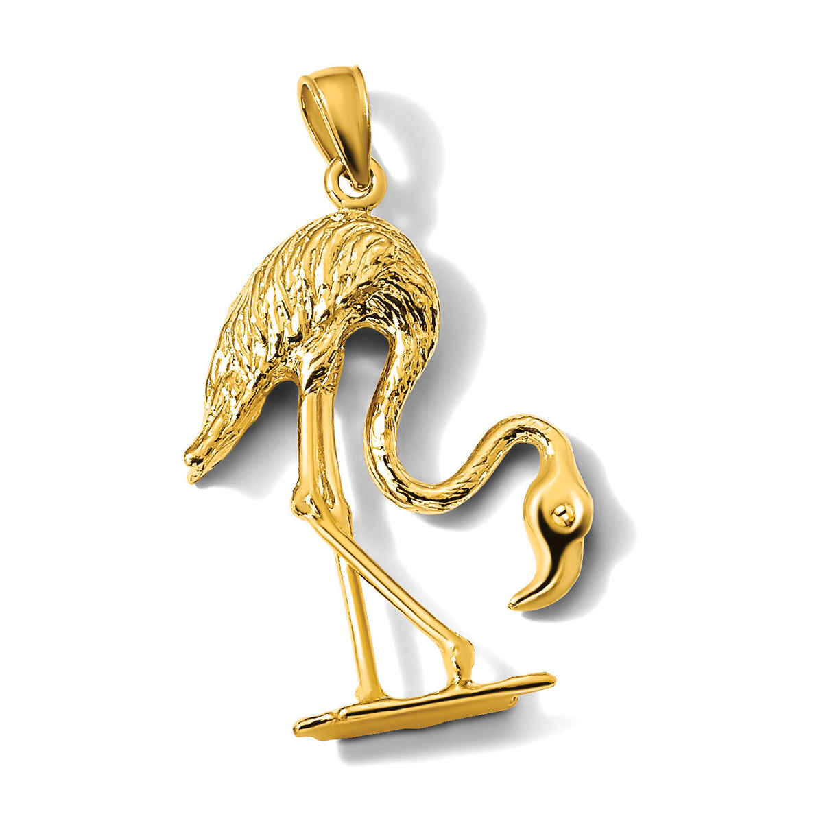 14K 3-D Textured Flamingo Charm-K6582