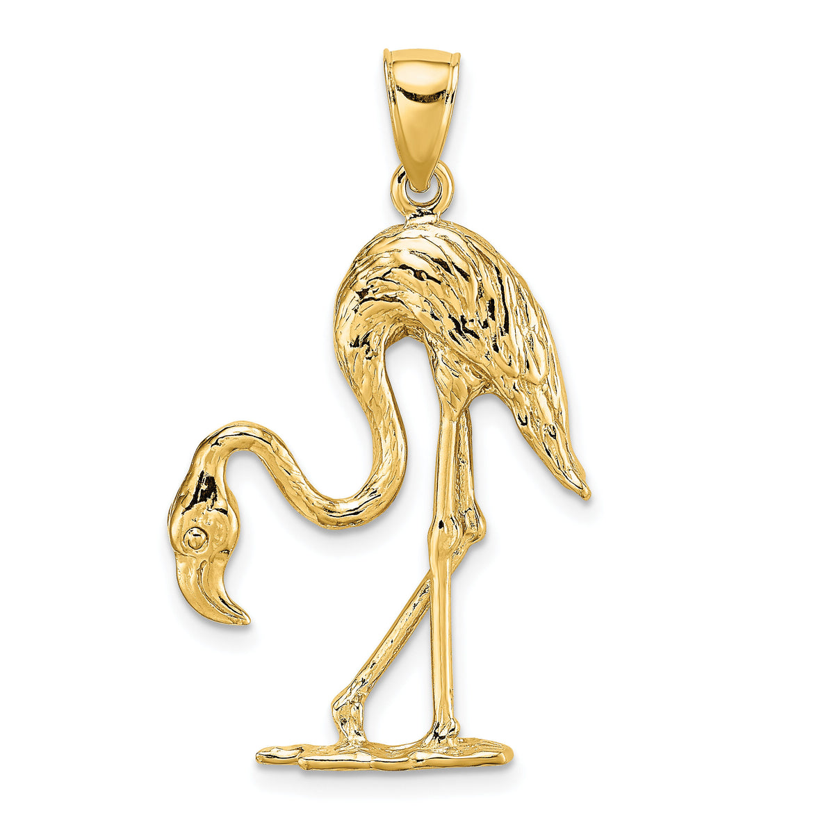 14K 3-D Textured Flamingo Charm-K6582