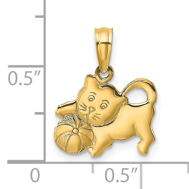 14K 3-D Polished Kitten Charm-K6592