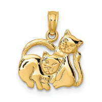 14K 3-D Polished Two Kittens Charm-K6593