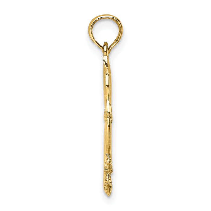 14K 3-D Polished and Bow Sitting Cat Charm-K6595