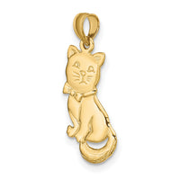 14K 3-D Polished and Bow Sitting Cat Charm-K6595