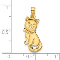 14K 3-D Polished and Bow Sitting Cat Charm-K6595