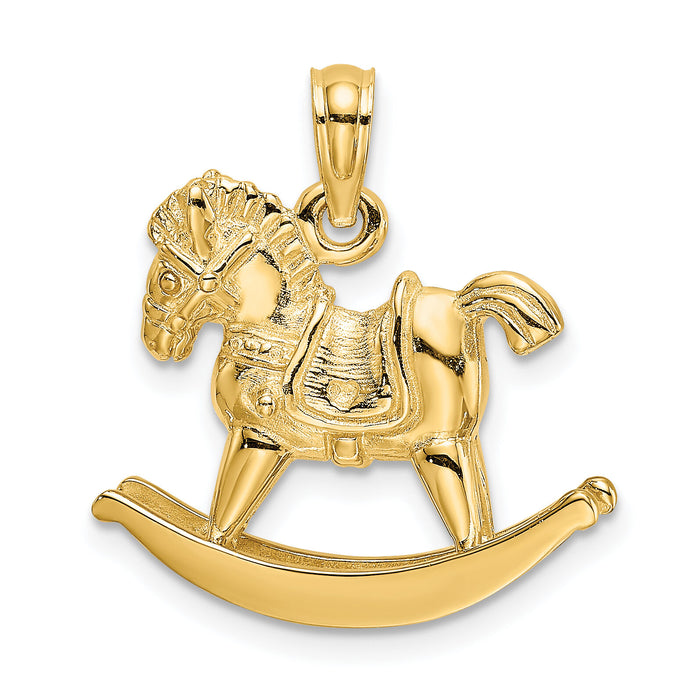 14K 3-D Playful Rocking Horse Charm-K6597