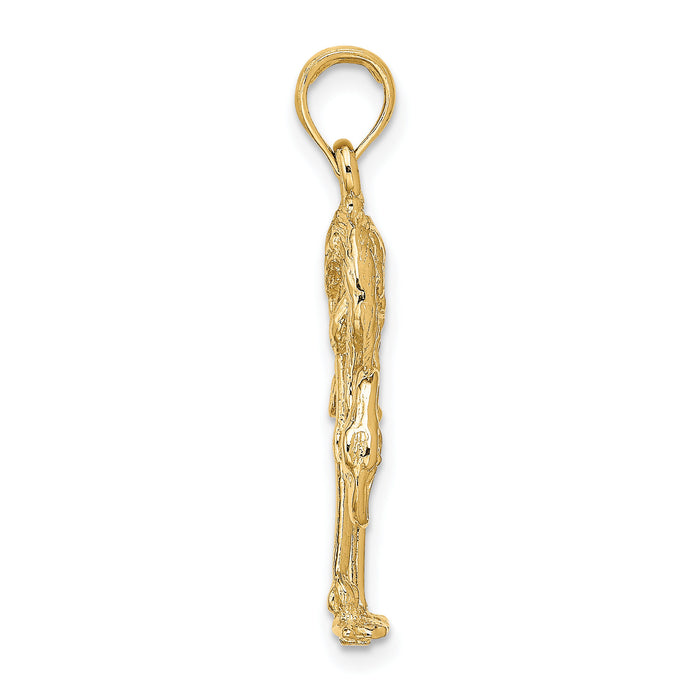 14K 3-D Textured Flamingo Charm-K6604