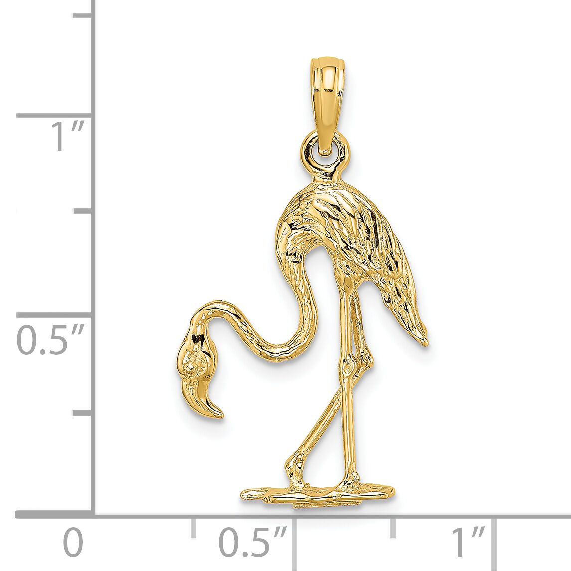 14K 3-D Textured Flamingo Charm-K6604