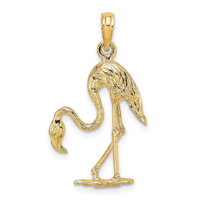 14K 3-D Textured Flamingo Charm-K6604