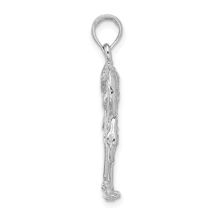 14K White Gold 3-D Textured Flamingo Charm-K6604W
