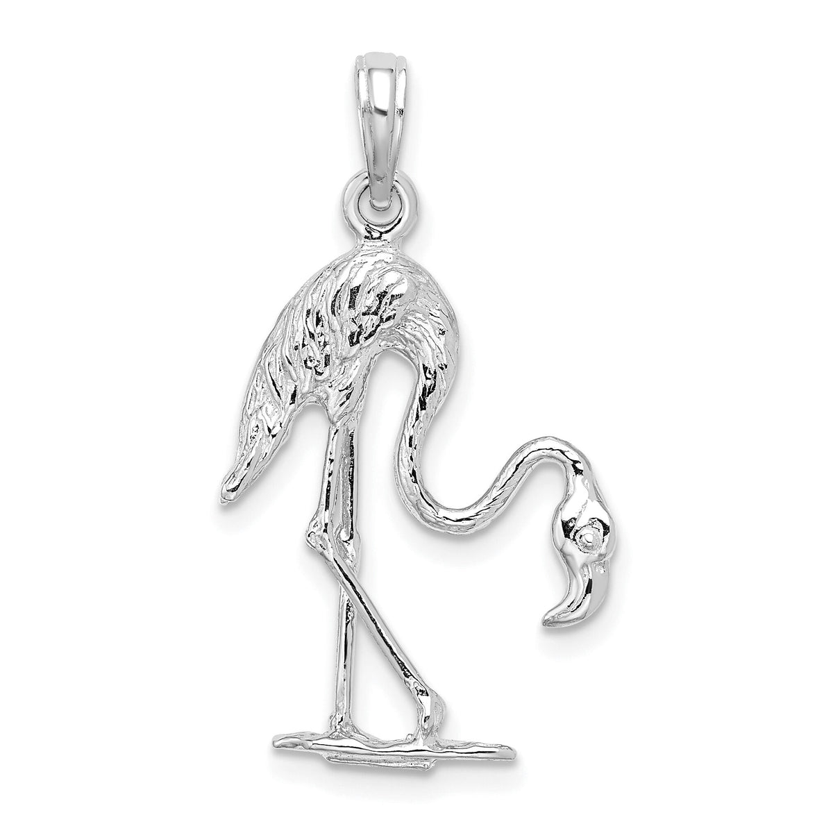 14K White Gold 3-D Textured Flamingo Charm-K6604W