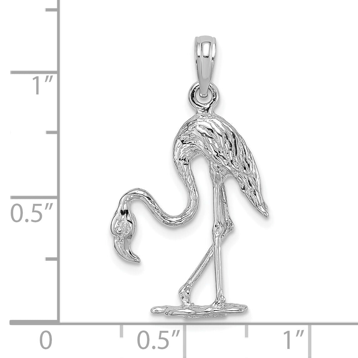14K White Gold 3-D Textured Flamingo Charm-K6604W