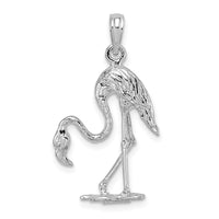 14K White Gold 3-D Textured Flamingo Charm-K6604W