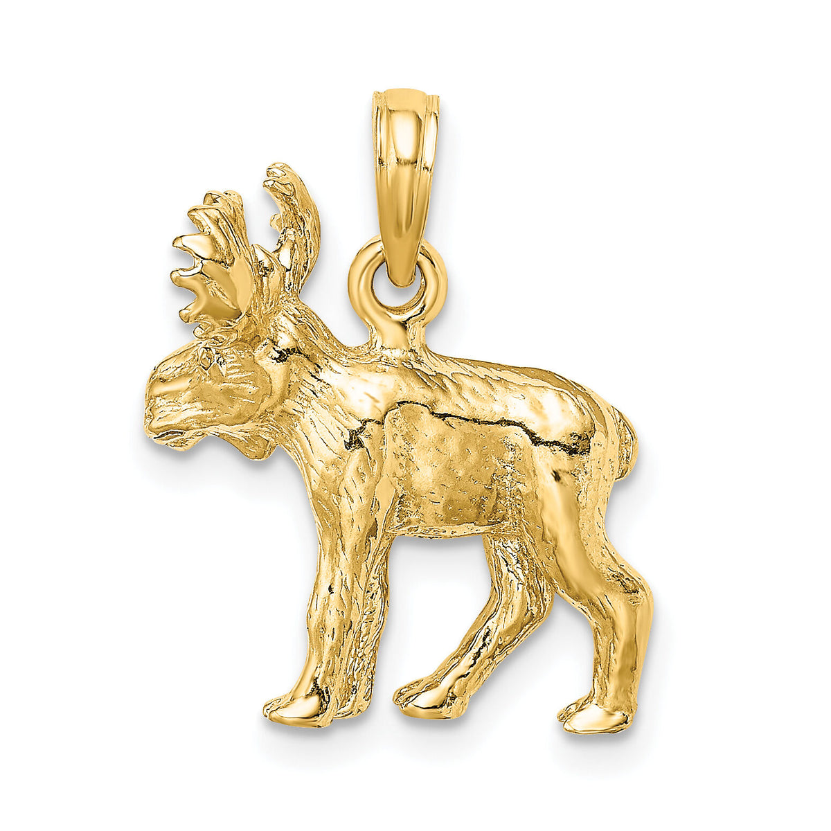 14K 3-D Textured Moose Charm-K6606