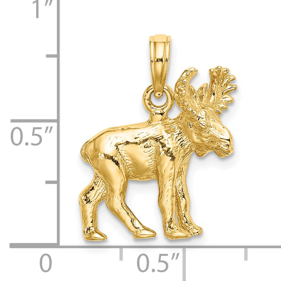 14K 3-D Textured Moose Charm-K6606