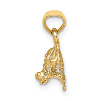 14K 3-D Textured Mini Frog Facing Down Charm-K6607