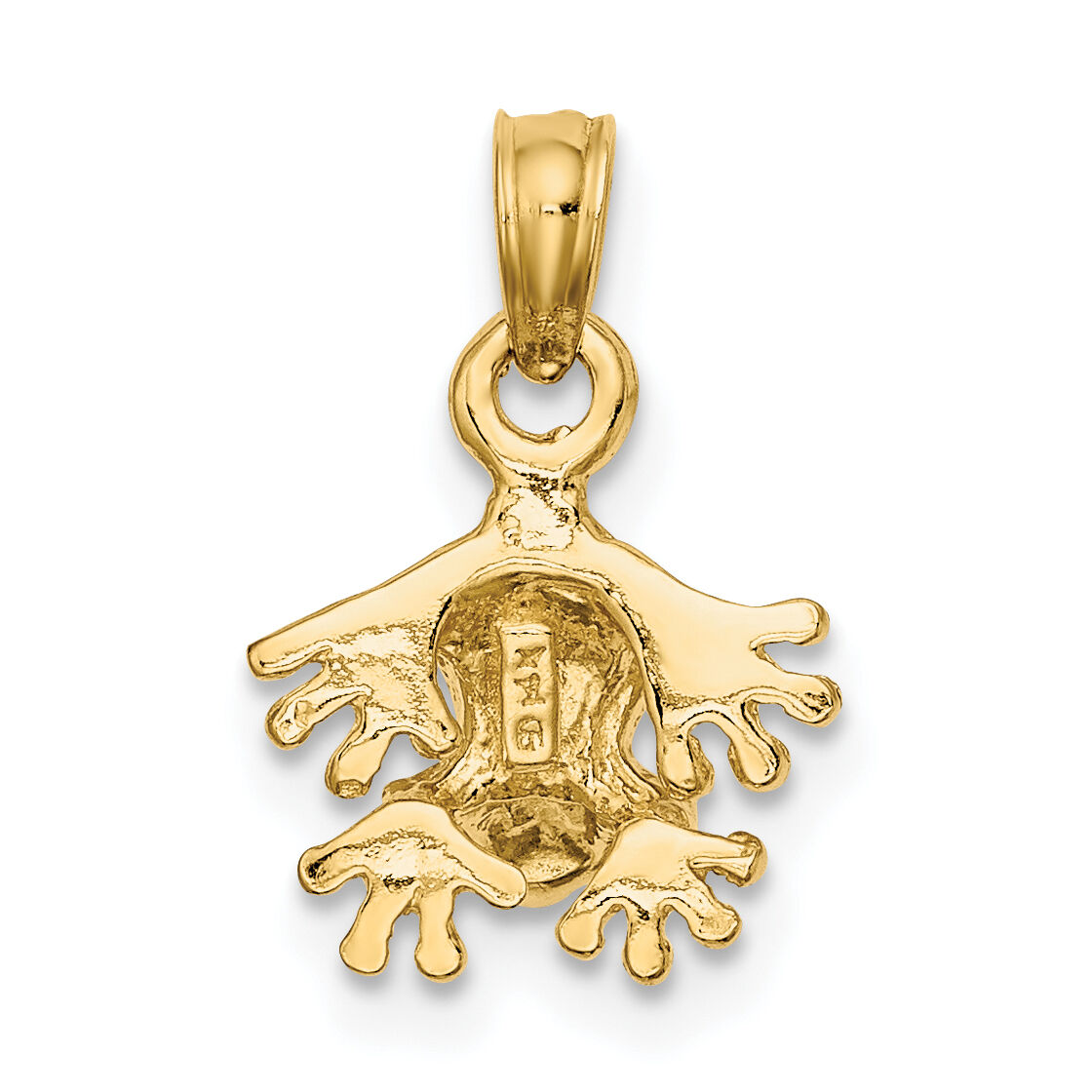14K 3-D Textured Mini Frog Facing Down Charm-K6607
