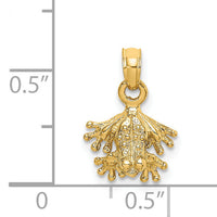 14K 3-D Textured Mini Frog Facing Down Charm-K6607