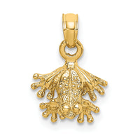 14K 3-D Textured Mini Frog Facing Down Charm-K6607