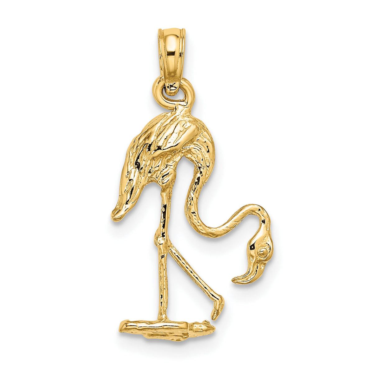 14K 3-D Textured Flamingo Charm-K6608