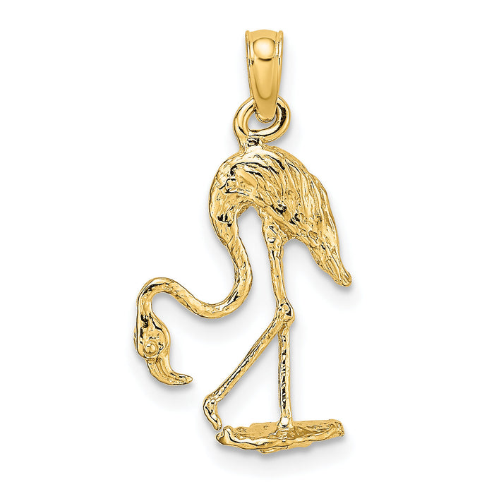 14K 3-D Textured Flamingo Charm-K6608