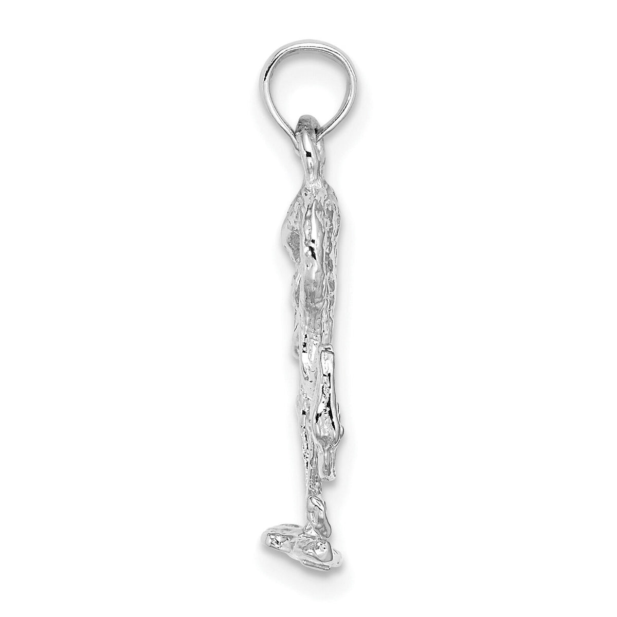 14K White Gold 3-D Textured Flamingo Charm-K6608W