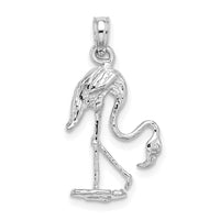 14K White Gold 3-D Textured Flamingo Charm-K6608W