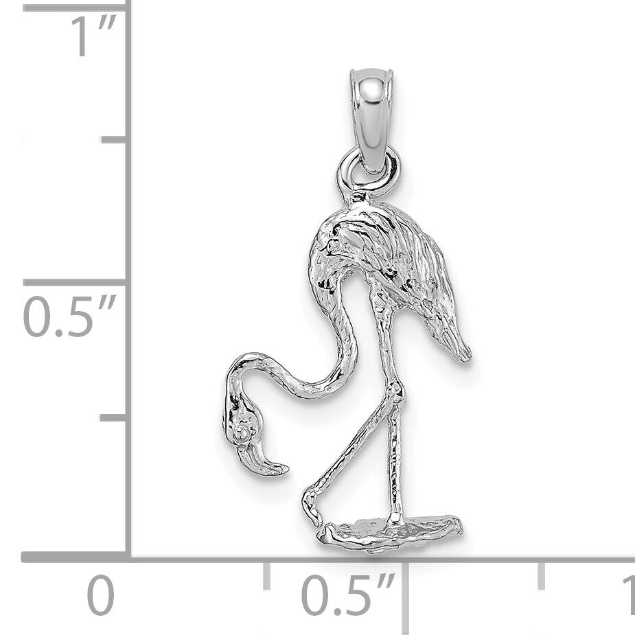 14K White Gold 3-D Textured Flamingo Charm-K6608W