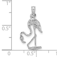 14K White Gold 3-D Textured Flamingo Charm-K6608W
