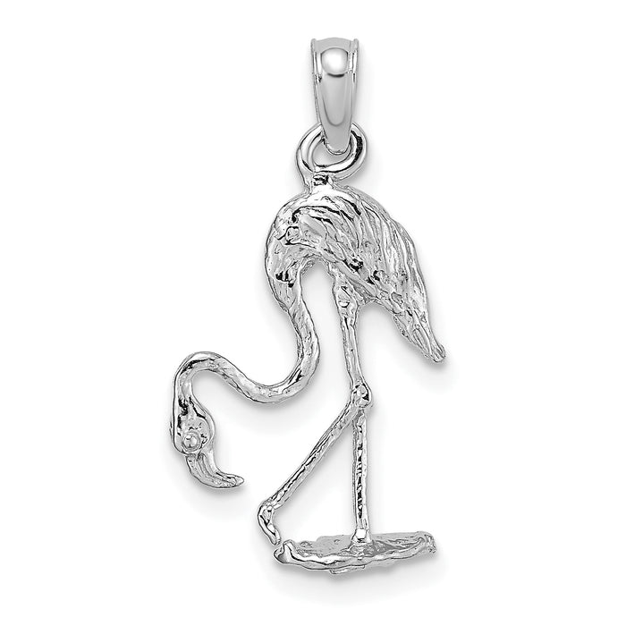 14K White Gold 3-D Textured Flamingo Charm-K6608W