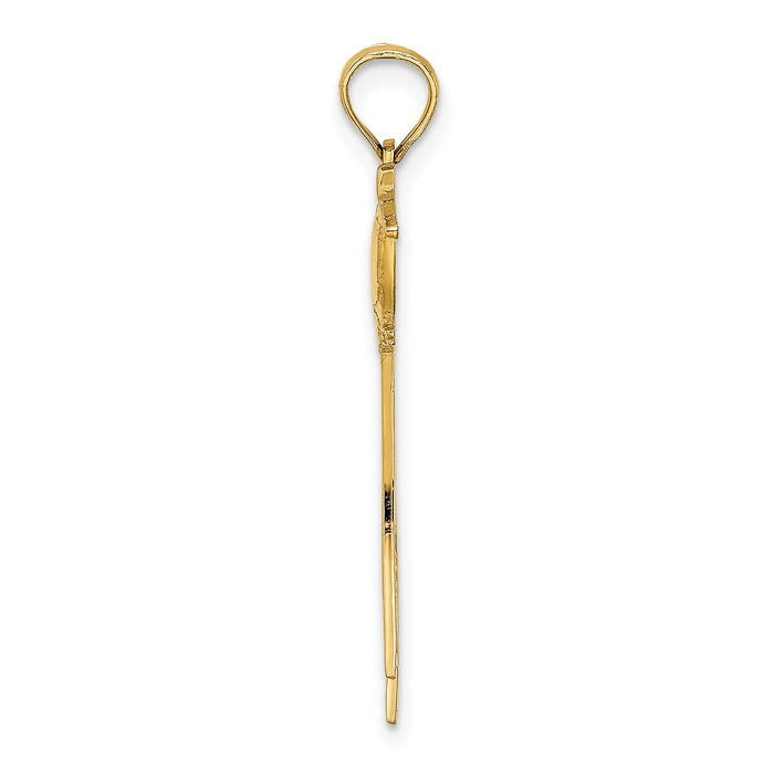 14K Polished Bird w/ Long Tail Charm-K6610
