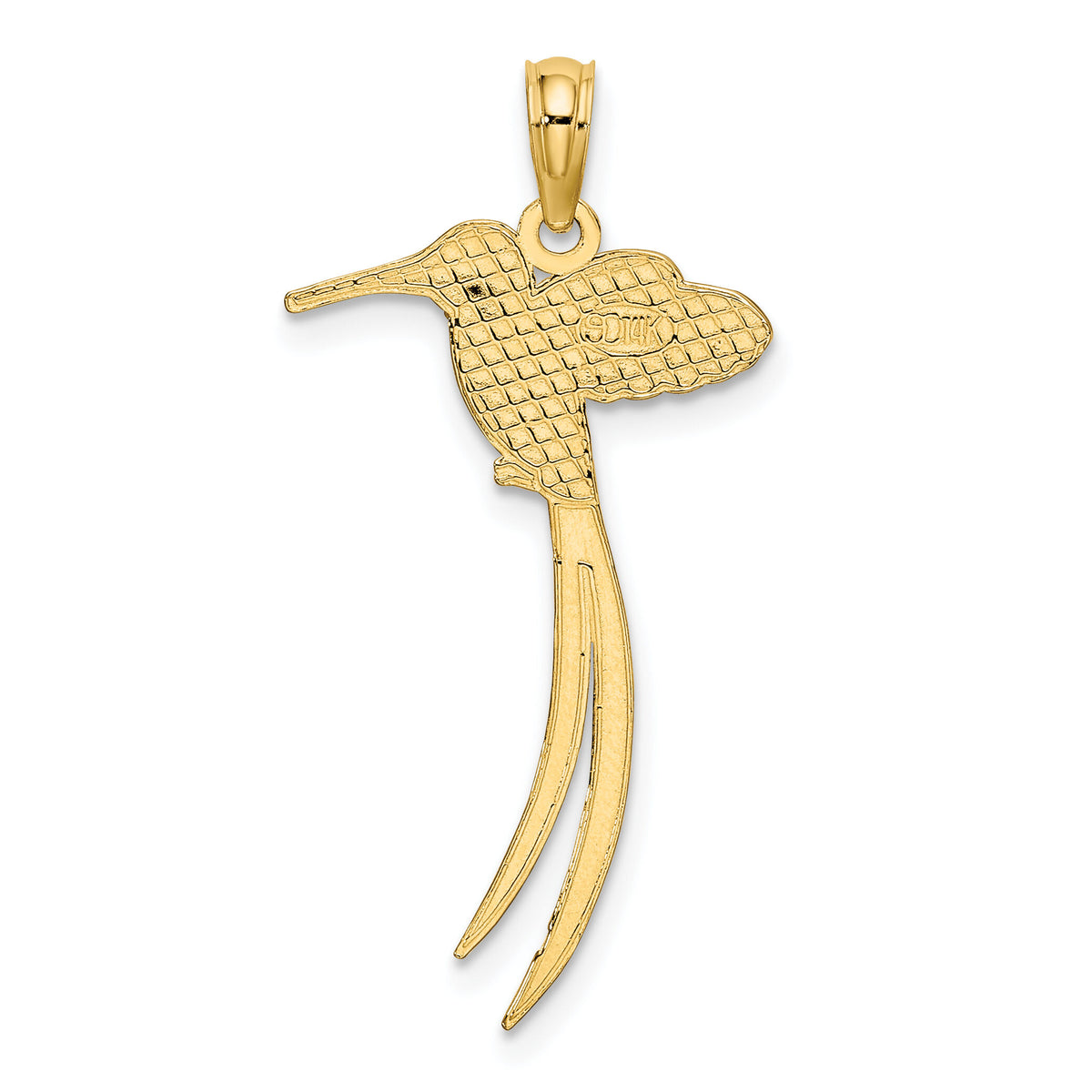 14K Polished Bird w/ Long Tail Charm-K6610