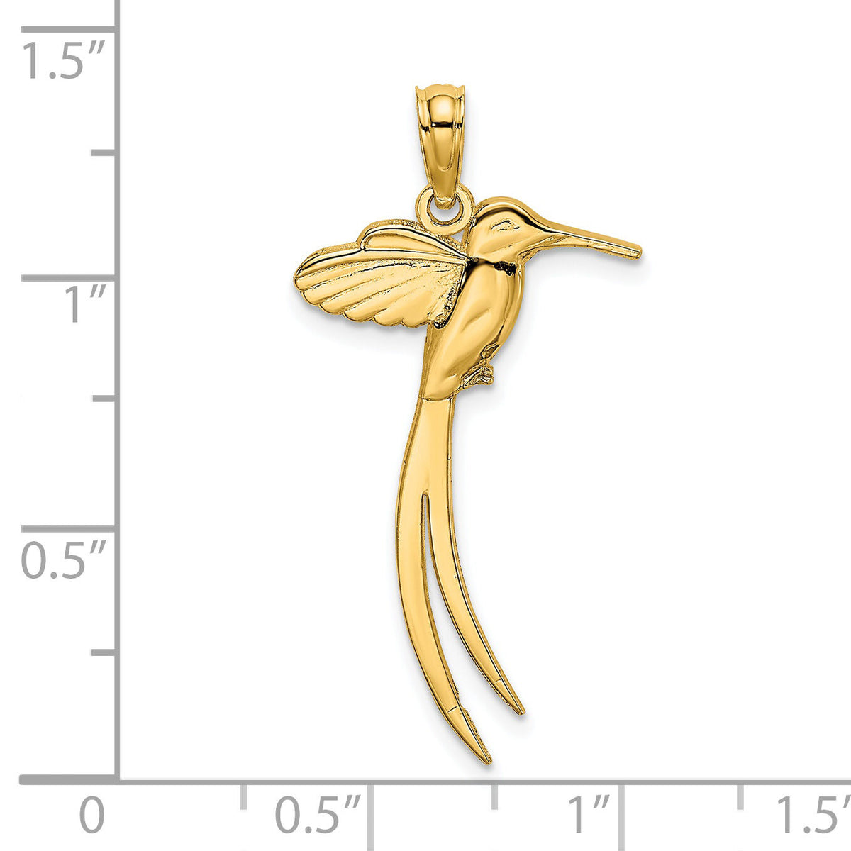 14K Polished Bird w/ Long Tail Charm-K6610