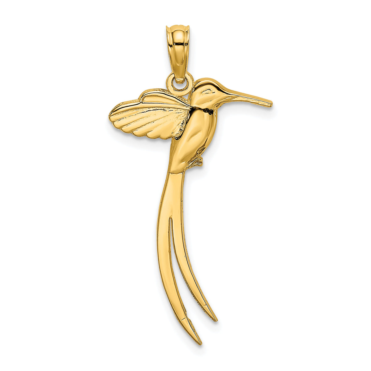 14K Polished Bird w/ Long Tail Charm-K6610