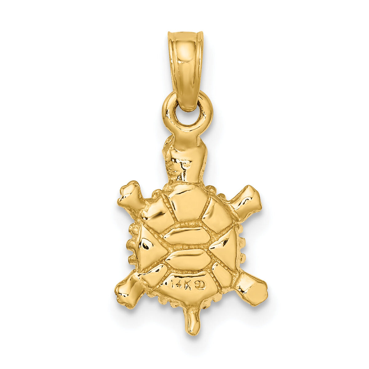 14K 3-D Polished Land Turtle Charm-K6611