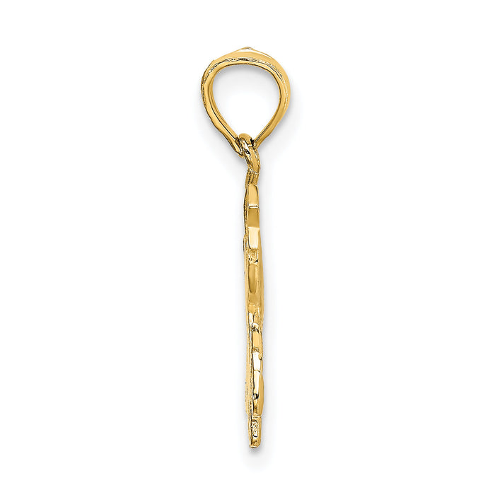 14K Angel Holding a Star on a Half Moon Charm-K6615