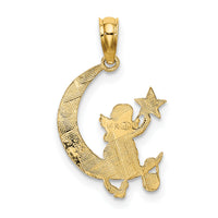 14K Angel Holding a Star on a Half Moon Charm-K6615