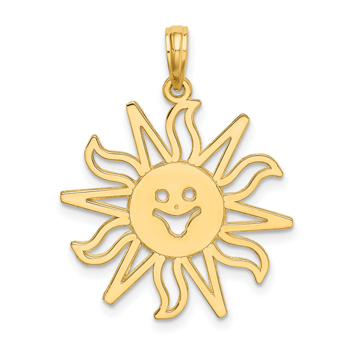 14K Cut-out Smiling Sun Charm-K6618