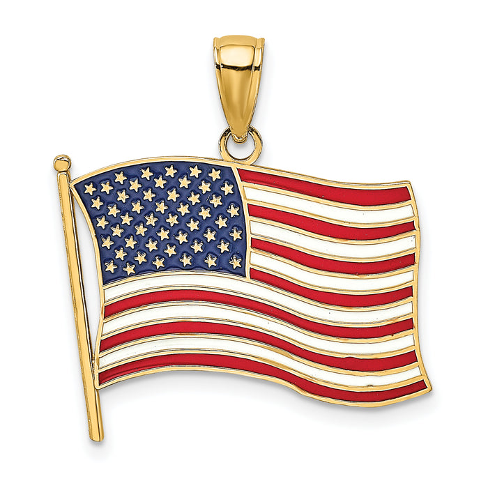 14K w/ Enamel American Flag Charm-K6639