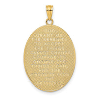 14K w/ Rhodium Enamel Rose Serenity Prayer Oval Disc Charm-K6640