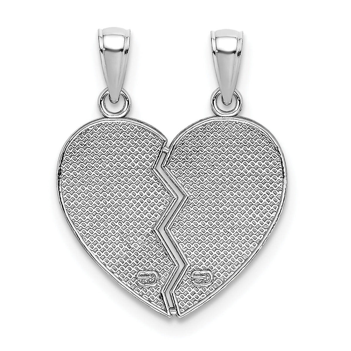 14K White Gold Enamel BIG-LITTLE SISTER Break Apart Heart Charm-K6640W