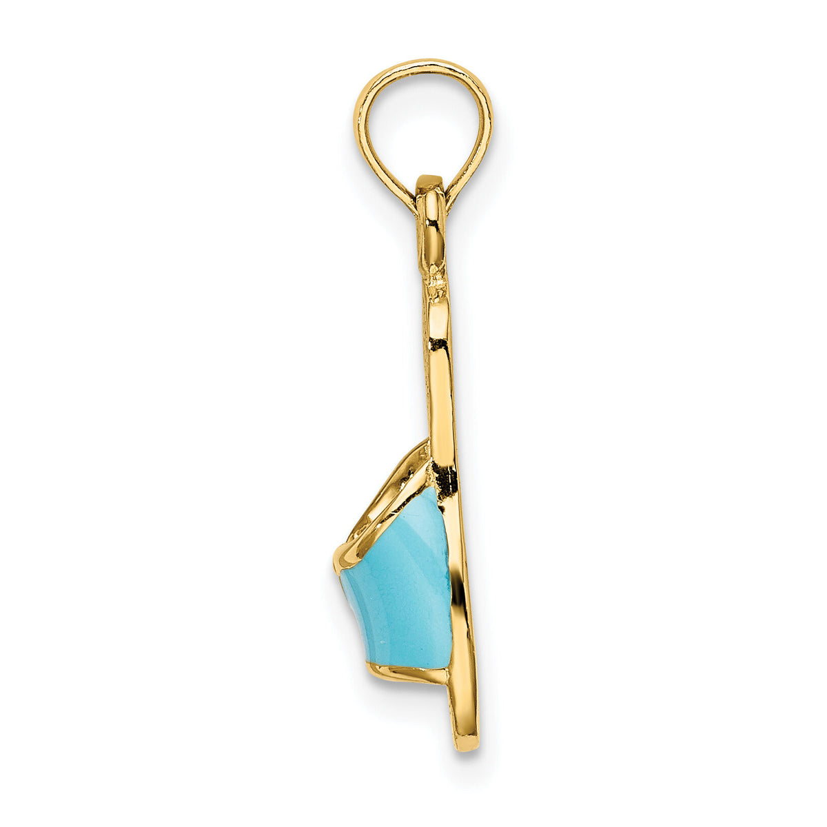 14k  3D W/ Aqua Enamel Summer Slipper Charm-K6641